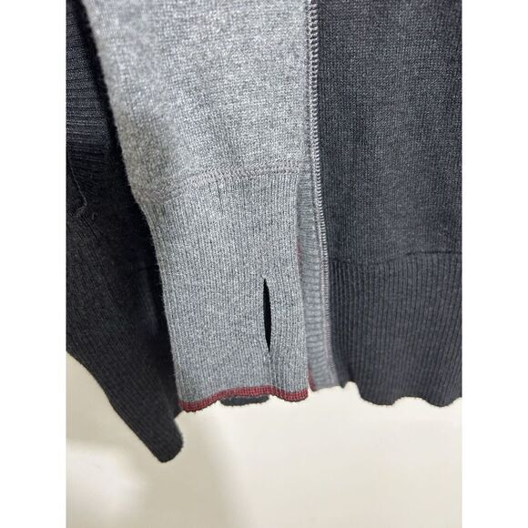 Eddie Bauer Two-Tone Zip-Up Hoodie with Red Stripe Detail Grey & Black Knit M - Picture 7 of 10